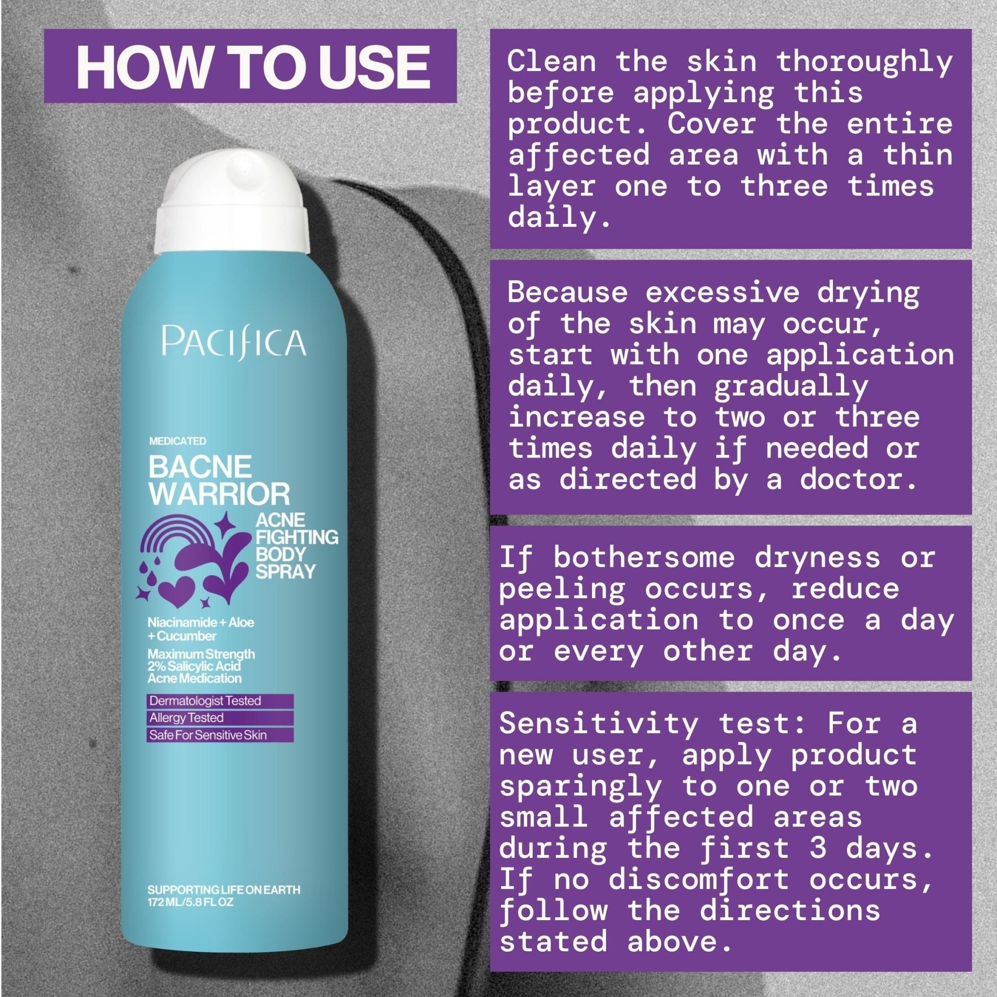 Bacne Warrior Acne Fighting Body Spray - Pacifica