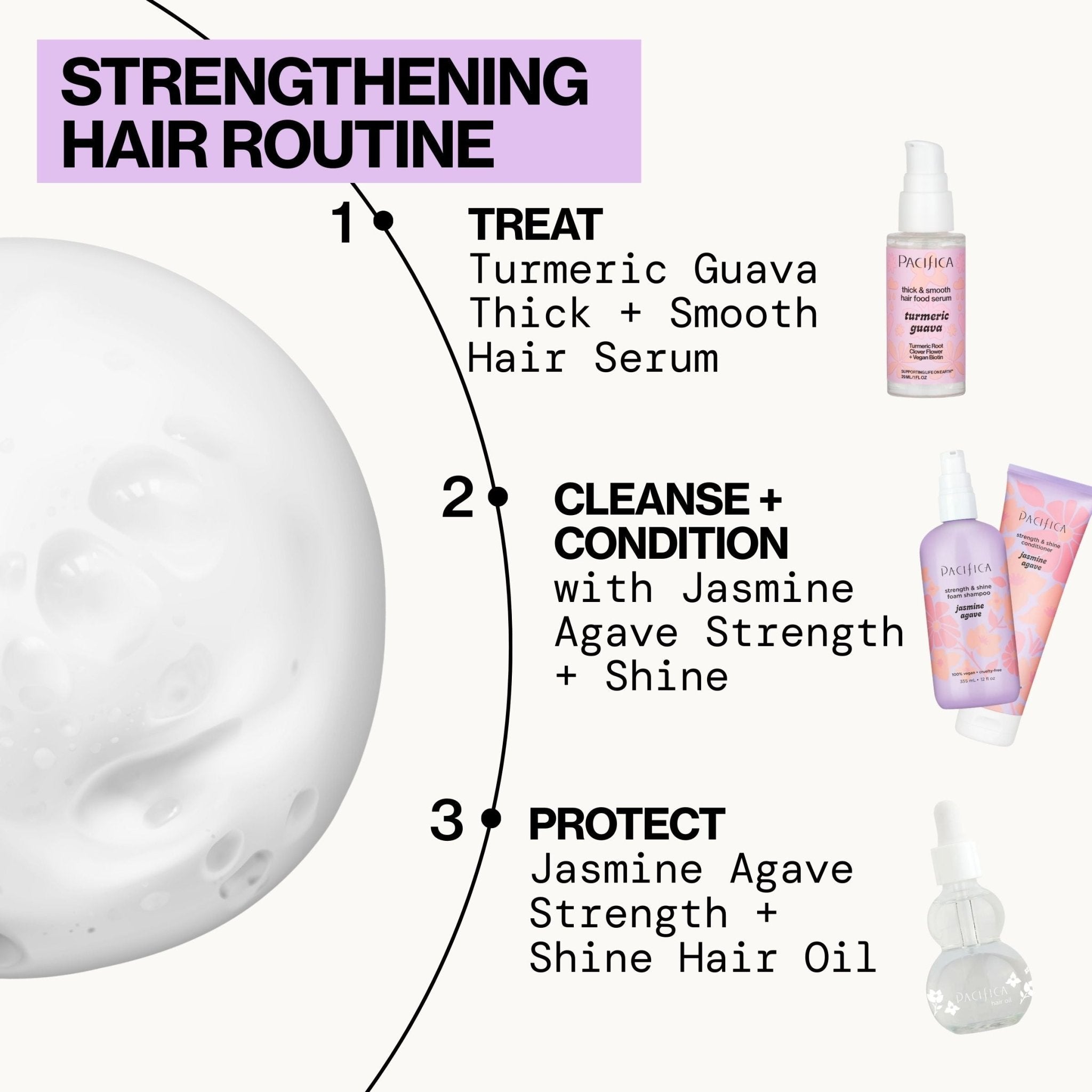 Jasmine Agave Strength + Shine Foaming Shampoo - Pacifica