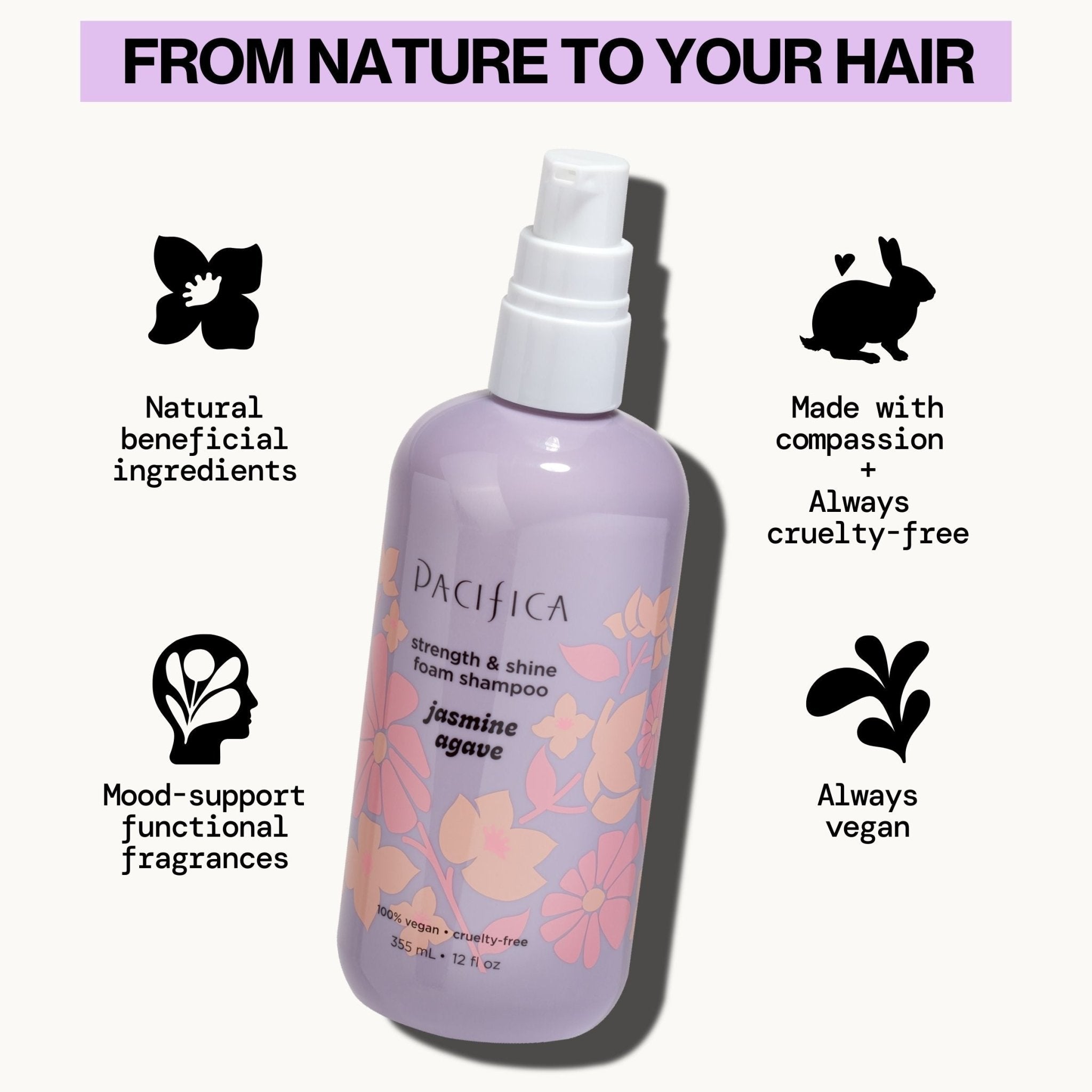 Jasmine Agave Strength + Shine Foaming Shampoo - Pacifica