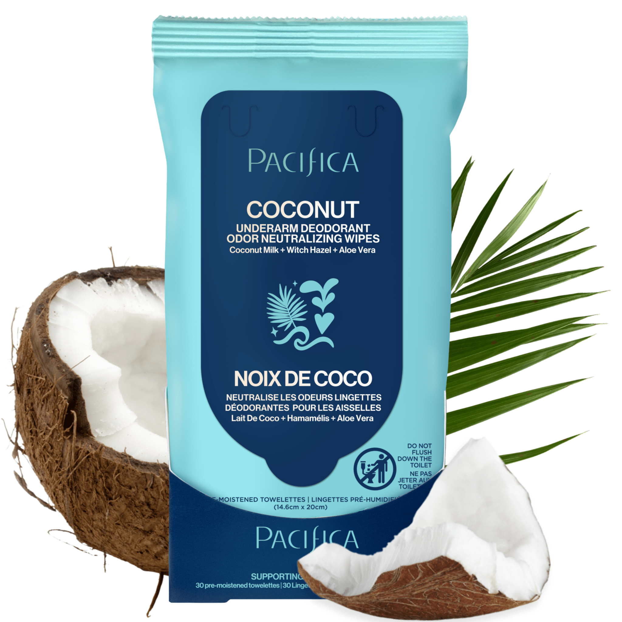 Coconut Milk & Essential Oils Underarm Deodorant Wipes - Pacifica