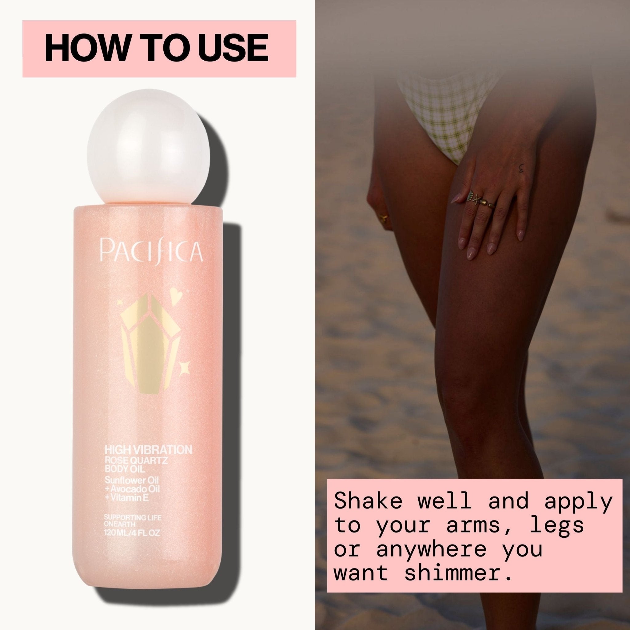 High Vibration Rose Quartz Body Oil - Pacifica