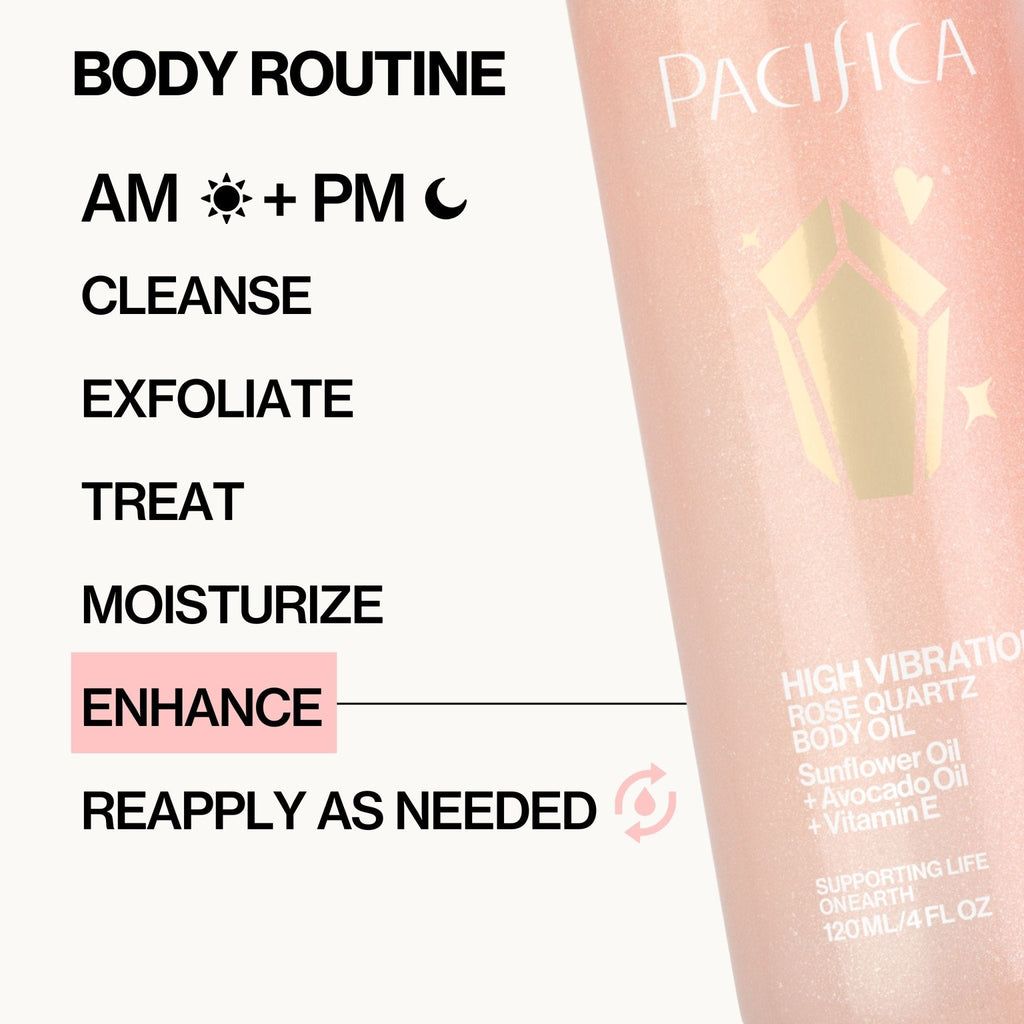 High Vibration Rose Quartz Body Oil - Pacifica