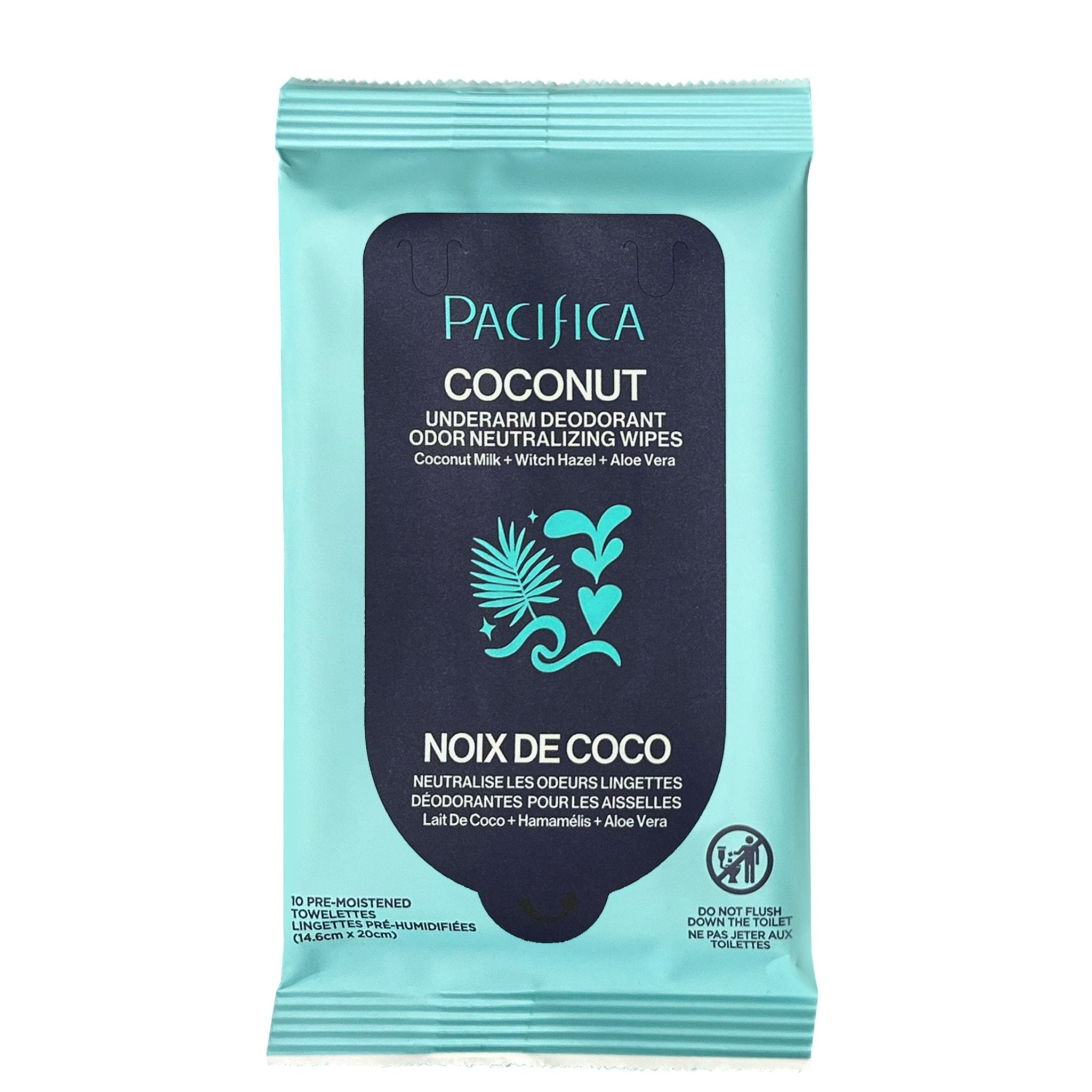 Coconut Milk & Essential Oils Underarm Deodorant Wipes - Pacifica
