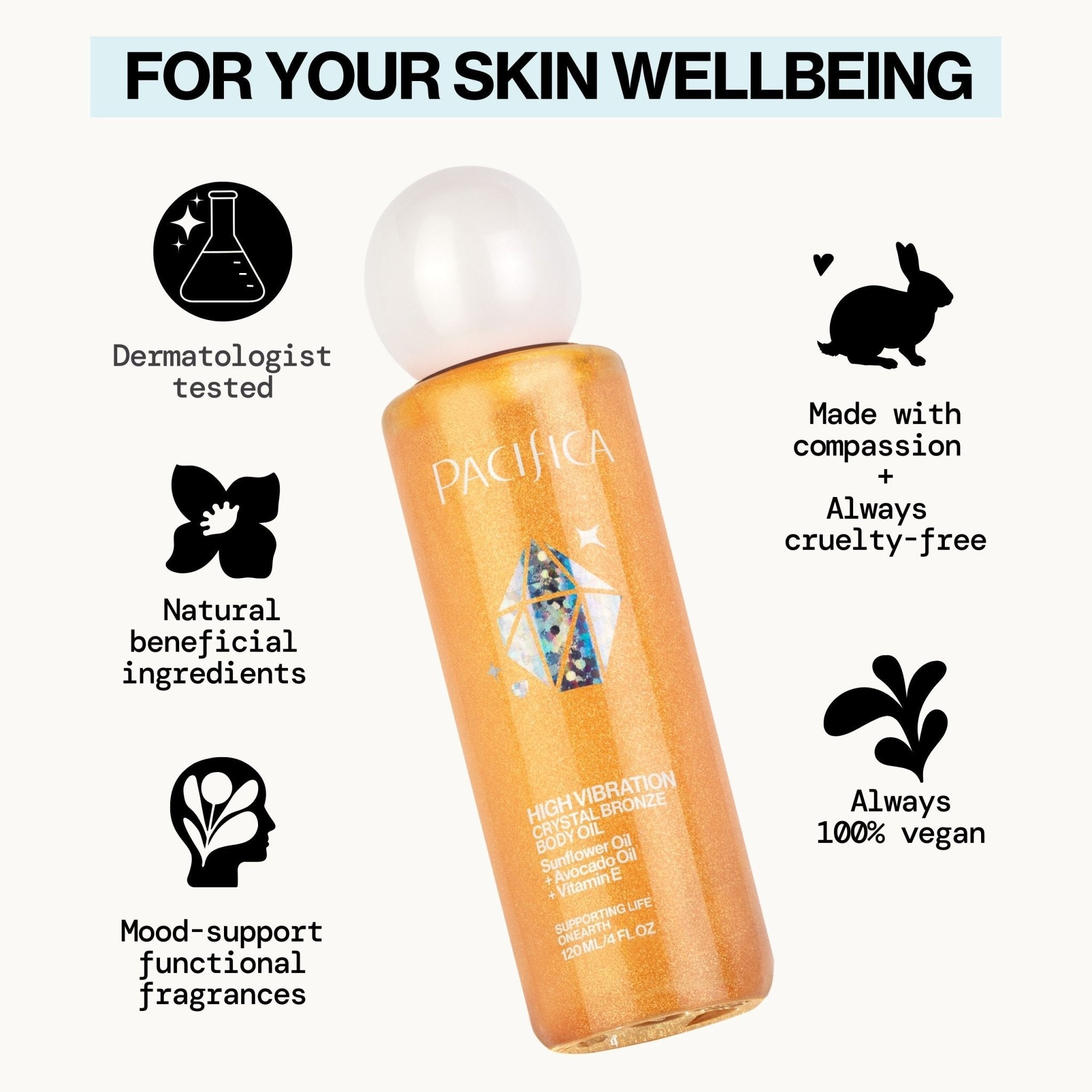 High Vibration Crystal Bronze Body Oil - Pacifica
