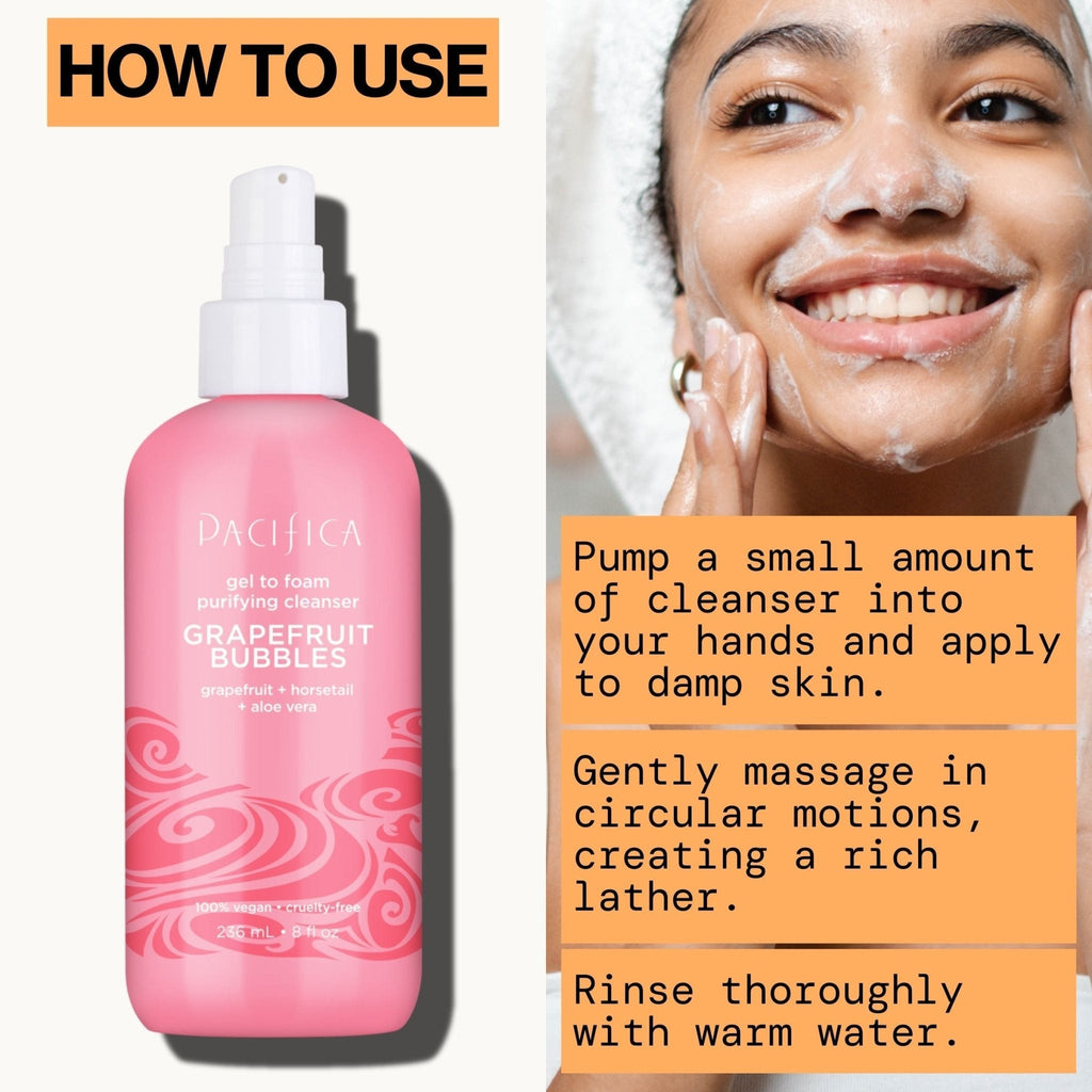Grapefruit Bubbles Gel to Foam Purifying Cleanser - Pacifica