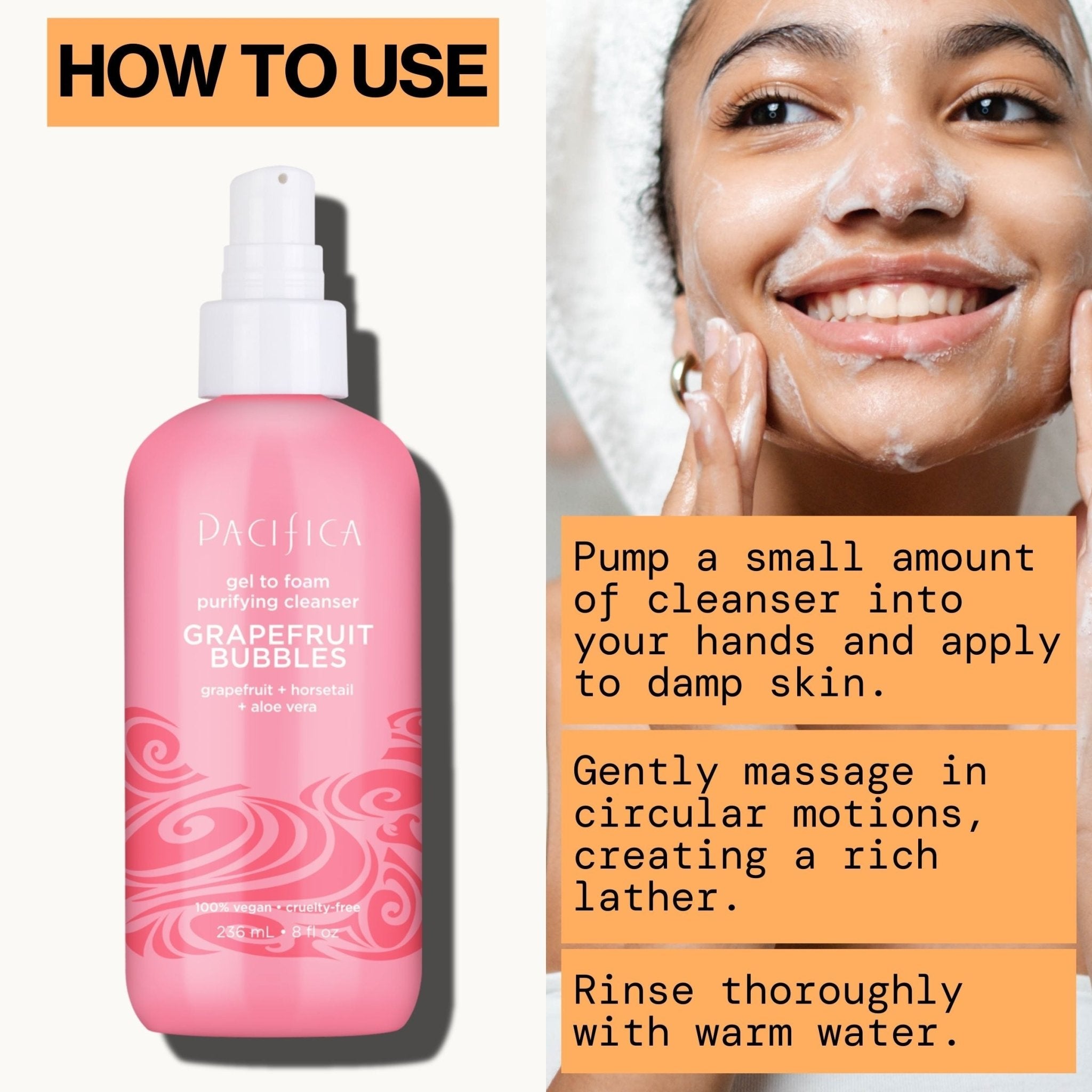 Grapefruit Bubbles Gel to Foam Purifying Cleanser - Pacifica